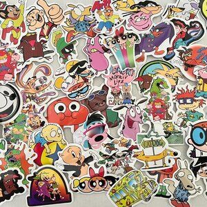 Retro 80's,‎ 90's Large Cartoon Character Stickers (25 pc) SO FUN & CUTE!